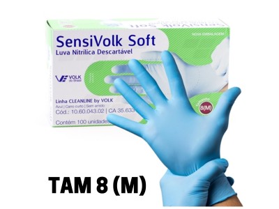 Luva Nitrílica Descartável Sensi Soft  Azul - M