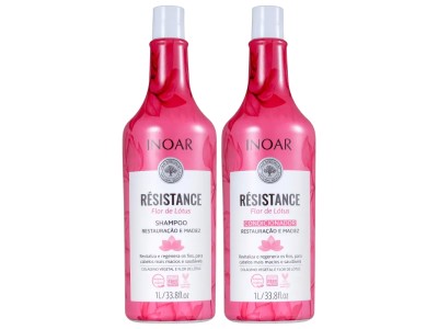 kit Shampoo e Condicionador Inoar Resistance Flor de Lotus 1L