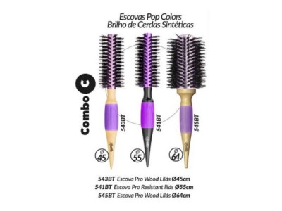 Kit 3 Escovas Profissionais Bonitta Roxo Combo C