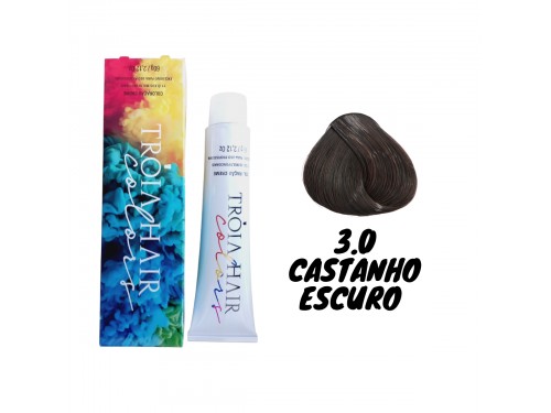 Coloração 3.0 Castanho Escuro Tróia Hair 60gr