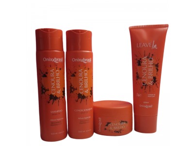 Kit Cenoura e Brilho Cond+Shamp+Leave-in+Masc Onixx Brasil