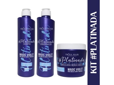 Kit #Platinada Troia Hair Shampoo, condicionador e Mascara