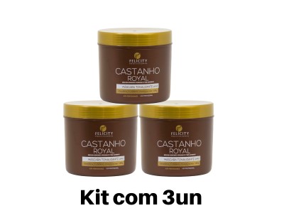 Kit 3 Mascara Tonalizante Castanho Royal Felicity 500gr