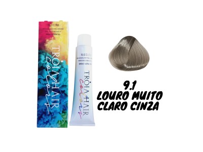 Coloração 9.1 Louro Muito Claro Cinza Tróia Hair 60gr