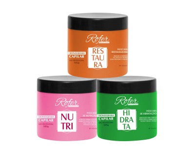 Kit Cronograma Restauração, Nutrição e Hidratação 500g Rofer